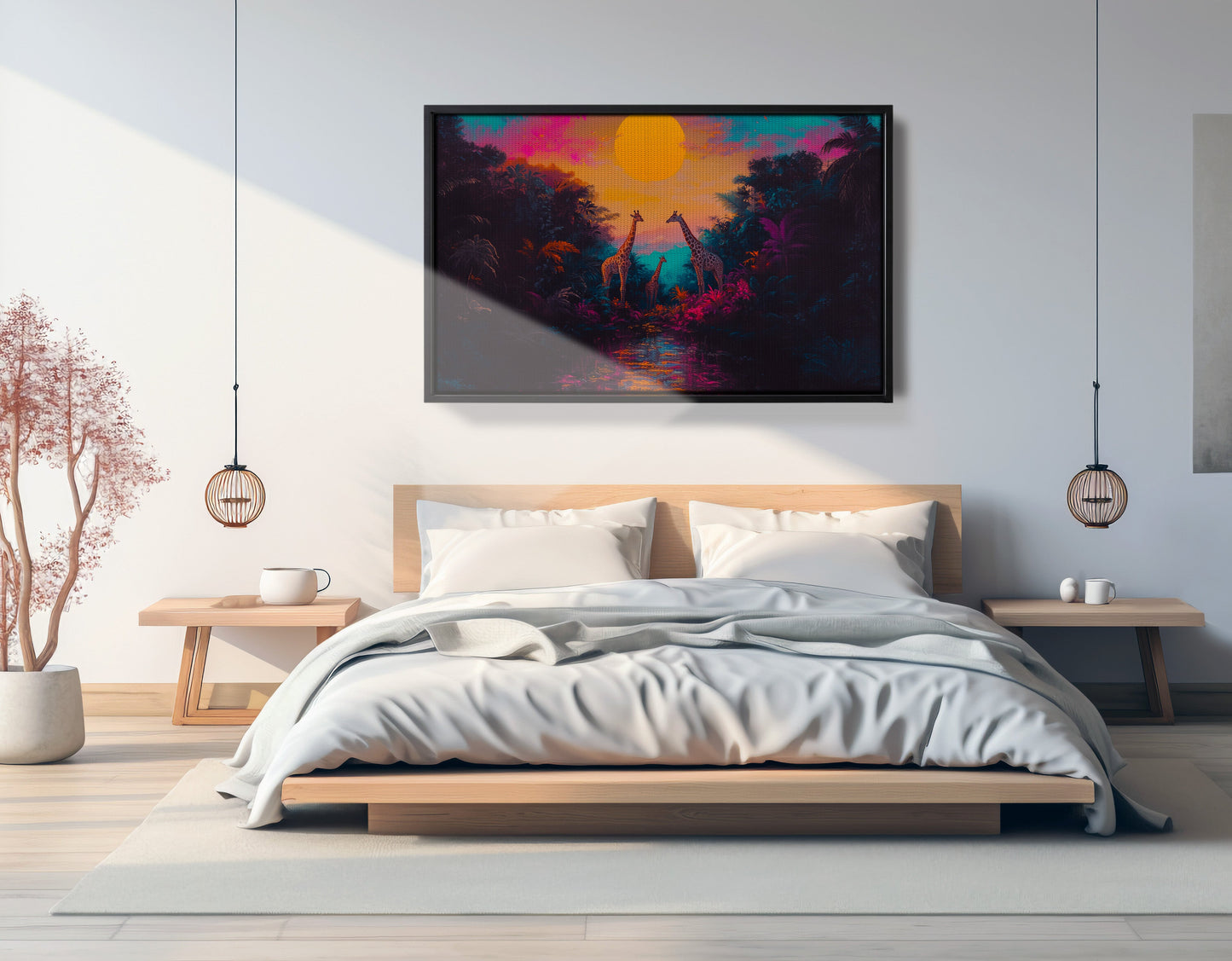 Neon Giraffe Jungle Black Black culture wall art view 27