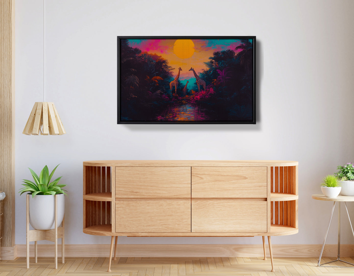 Neon Giraffe Jungle Black Black culture wall art view 26