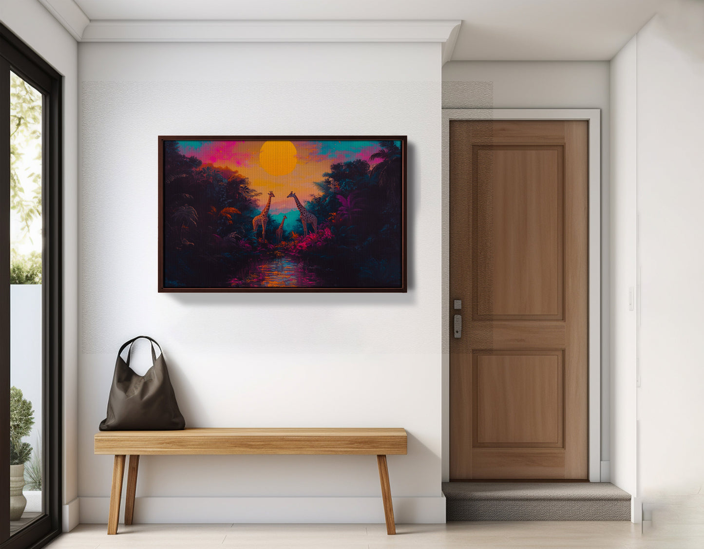 Neon Giraffe Jungle Black Black culture wall art view 35