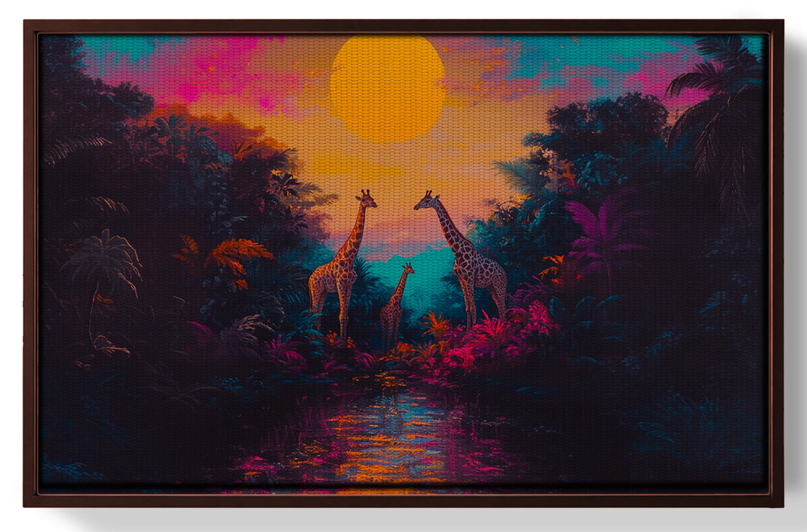 Neon Giraffe Jungle Black Black culture wall art view 31