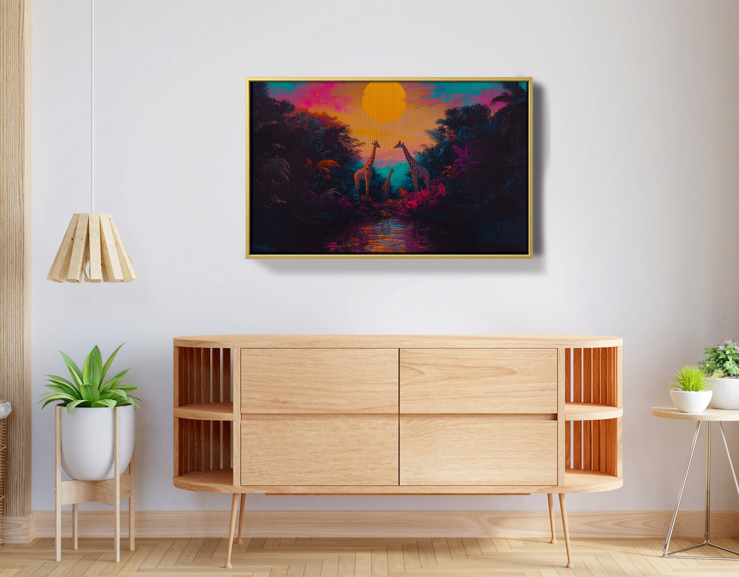 Neon Giraffe Jungle Black Black culture wall art view 38