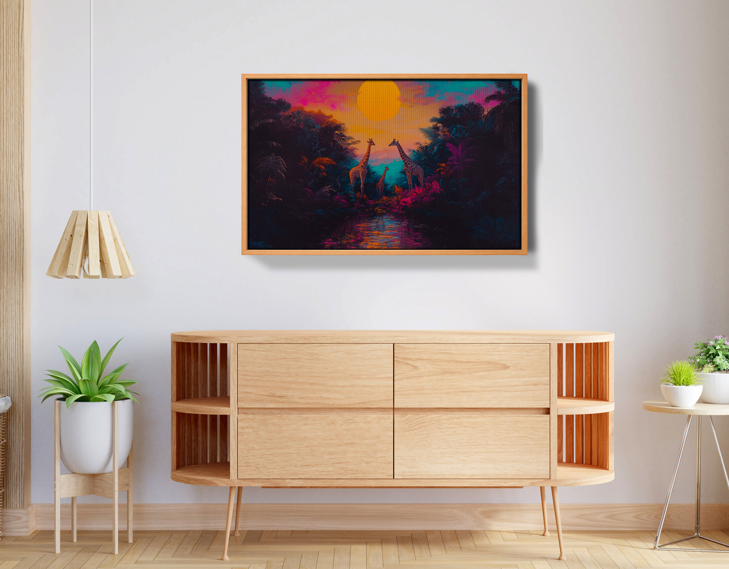 Neon Giraffe Jungle Black Black culture wall art view 44