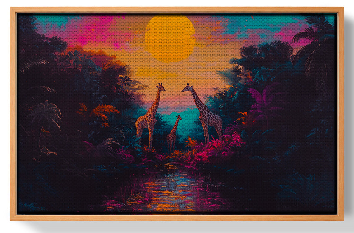 Neon Giraffe Jungle Black Black culture wall art view 43