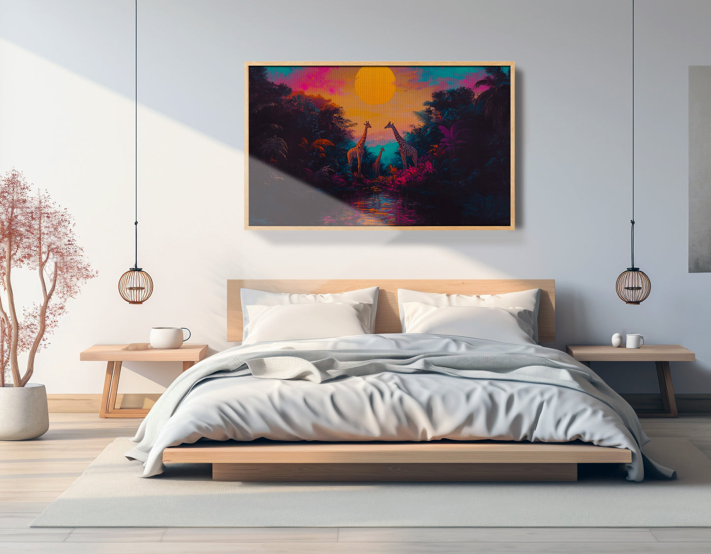 Neon Giraffe Jungle Black Black culture wall art view 51