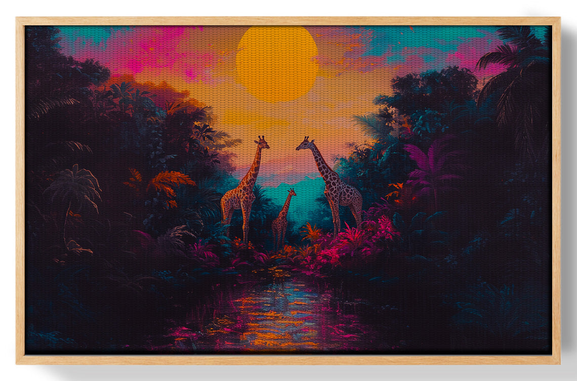 Neon Giraffe Jungle Black Black culture wall art view 49