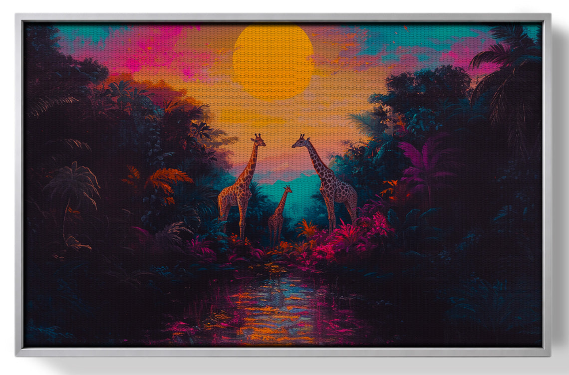 Neon Giraffe Jungle Black Black culture wall art view 55