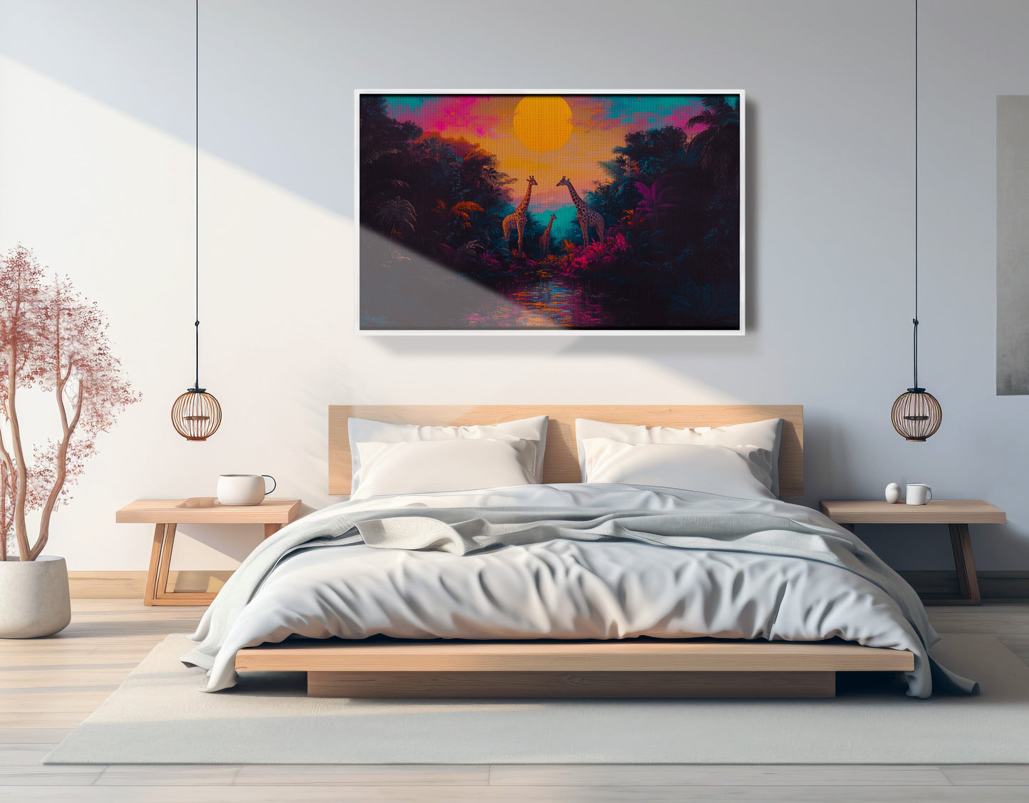 Neon Giraffe Jungle Black Black culture wall art view 63