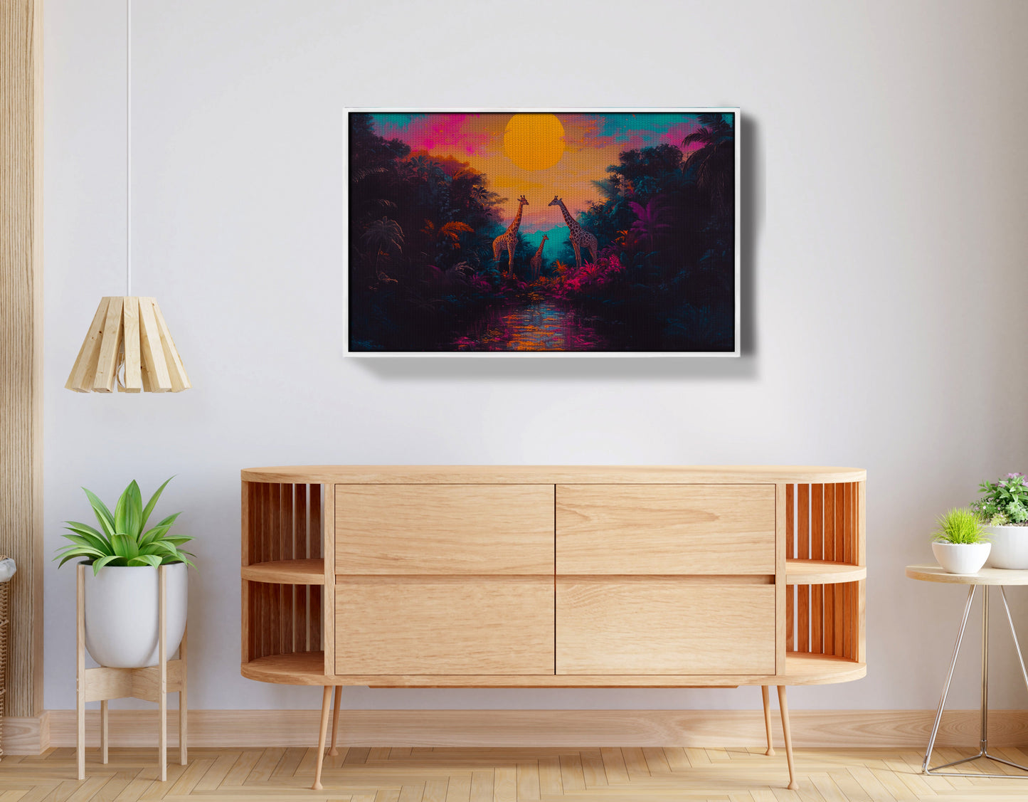 Neon Giraffe Jungle Black Black culture wall art view 62