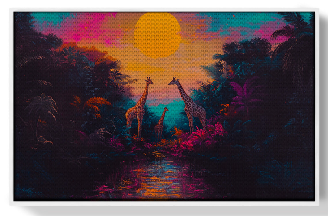 Neon Giraffe Jungle Black Black culture wall art view 61
