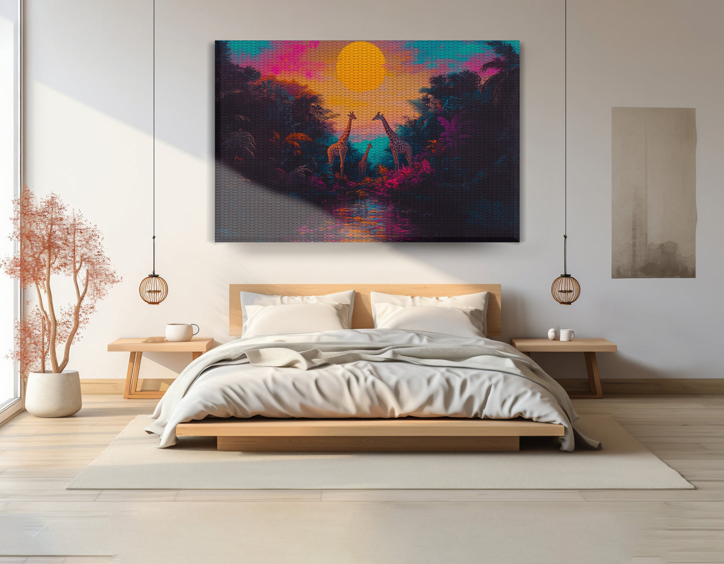 Neon Giraffe Jungle Black Black culture wall art view 15
