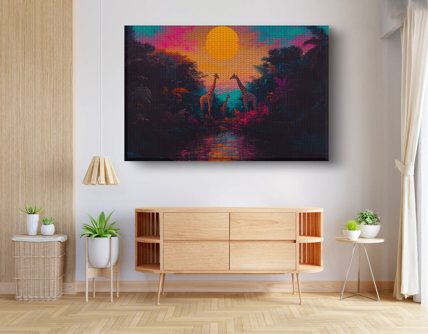 Neon Giraffe Jungle Black Black culture wall art view 14