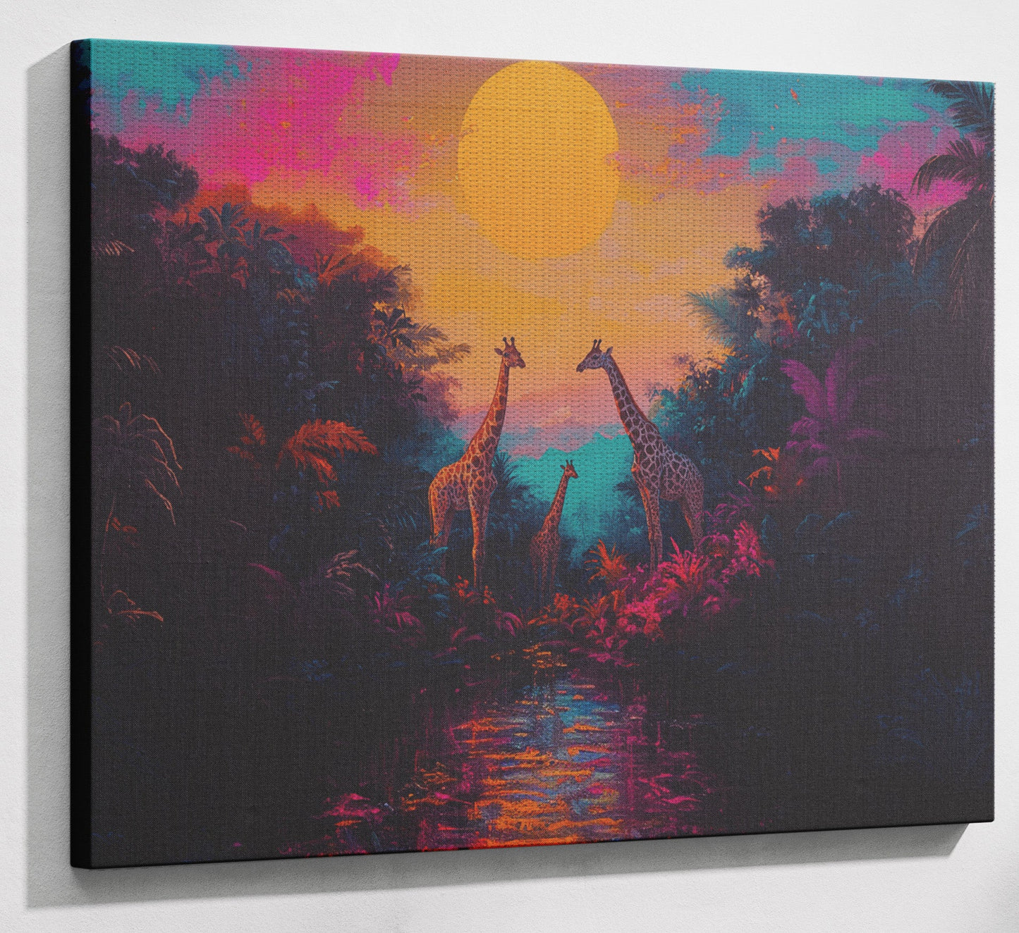 Neon Giraffe Jungle Black Black culture wall art view 13