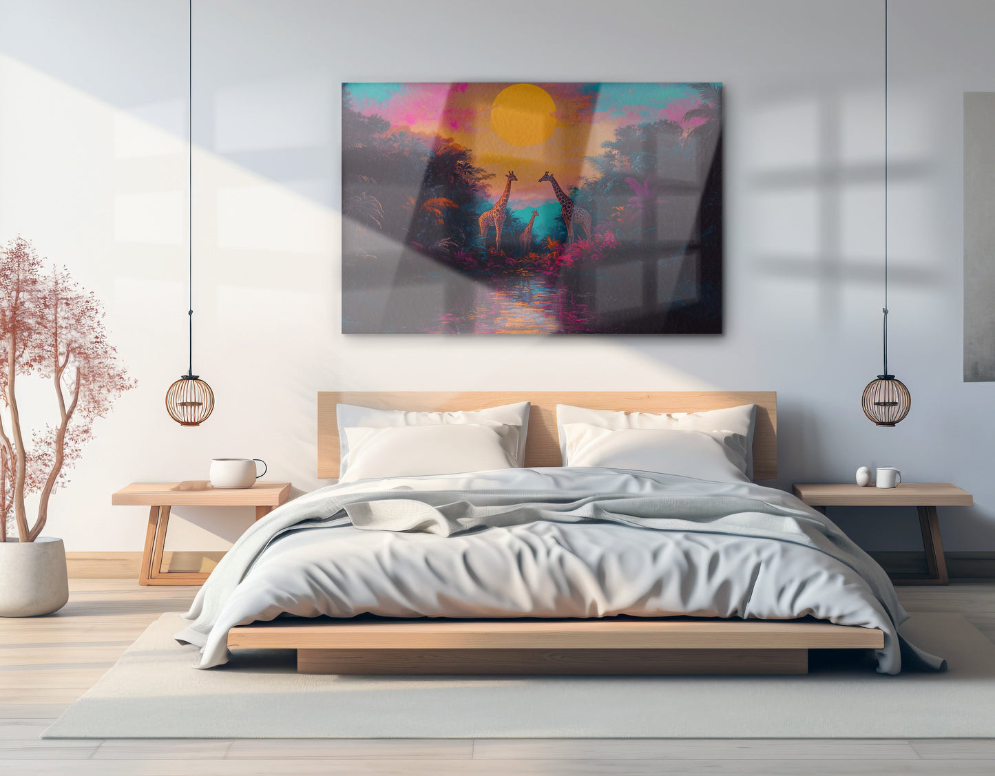 Neon Giraffe Jungle Black Black culture wall art view 21