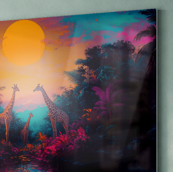 Neon Giraffe Jungle Black Black culture wall art view 22