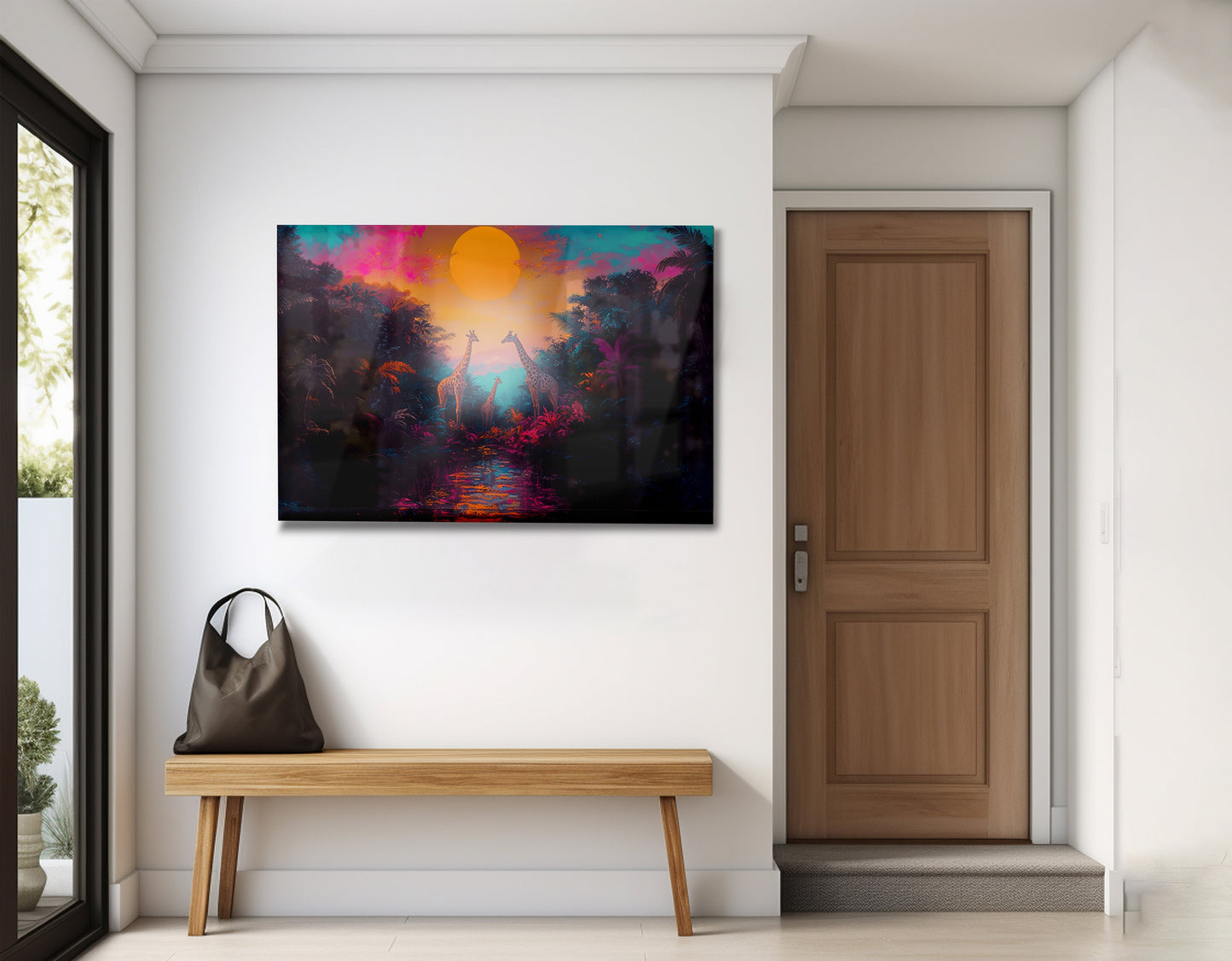 Neon Giraffe Jungle Black Black culture wall art view 23
