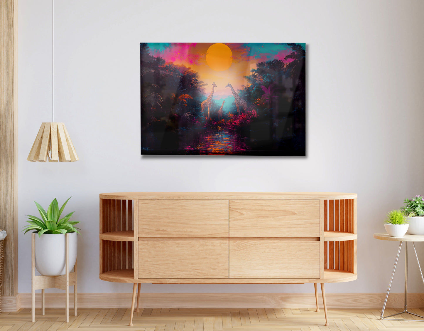Neon Giraffe Jungle Black Black culture wall art view 20