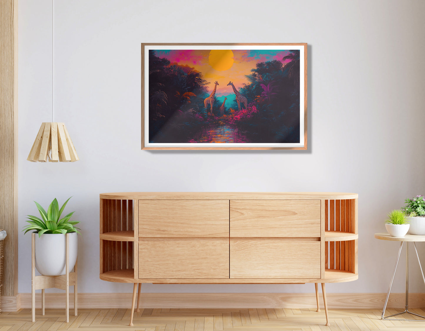Neon Giraffe Jungle Black Black culture wall art view 80