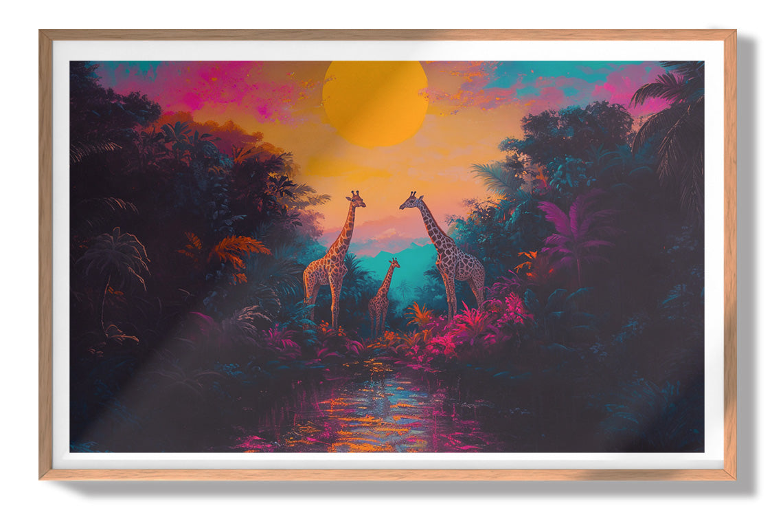 Neon Giraffe Jungle Black Black culture wall art view 79