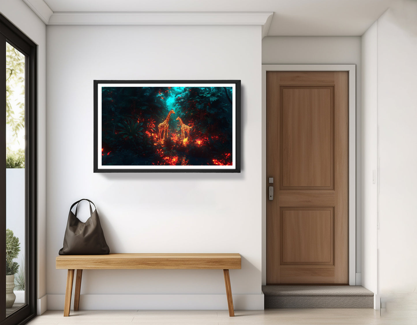 Glowing Giraffe Family Night African American canvas print view 71