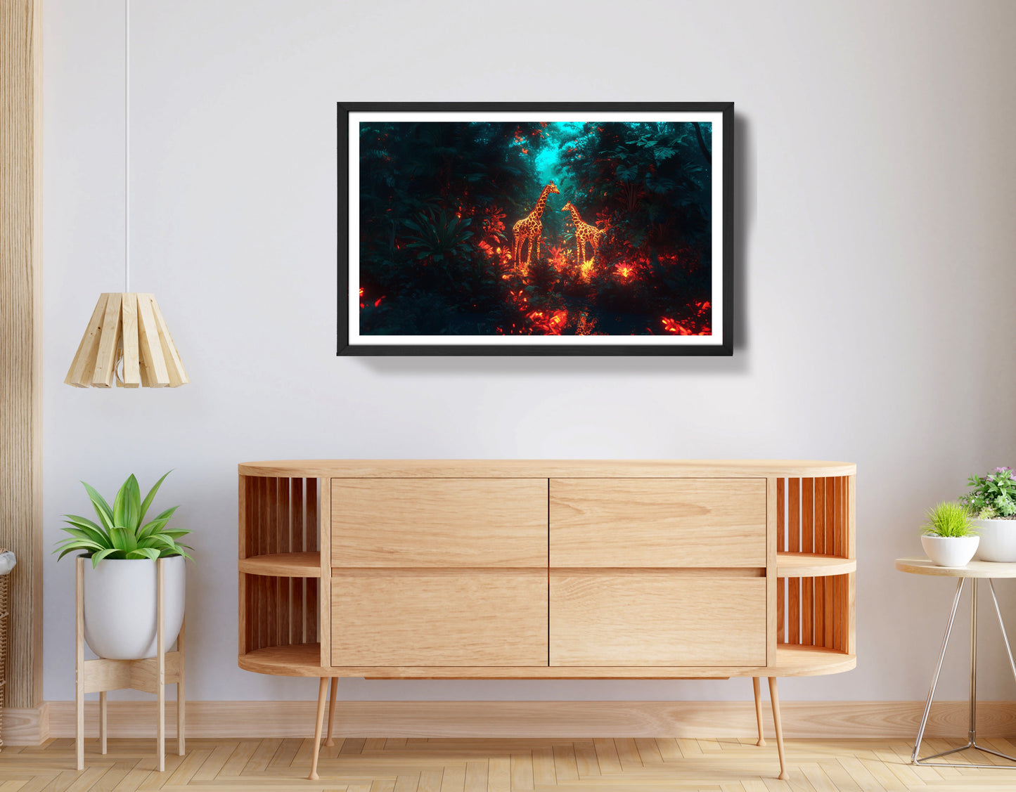 Glowing Giraffe Family Night African American canvas print view 68