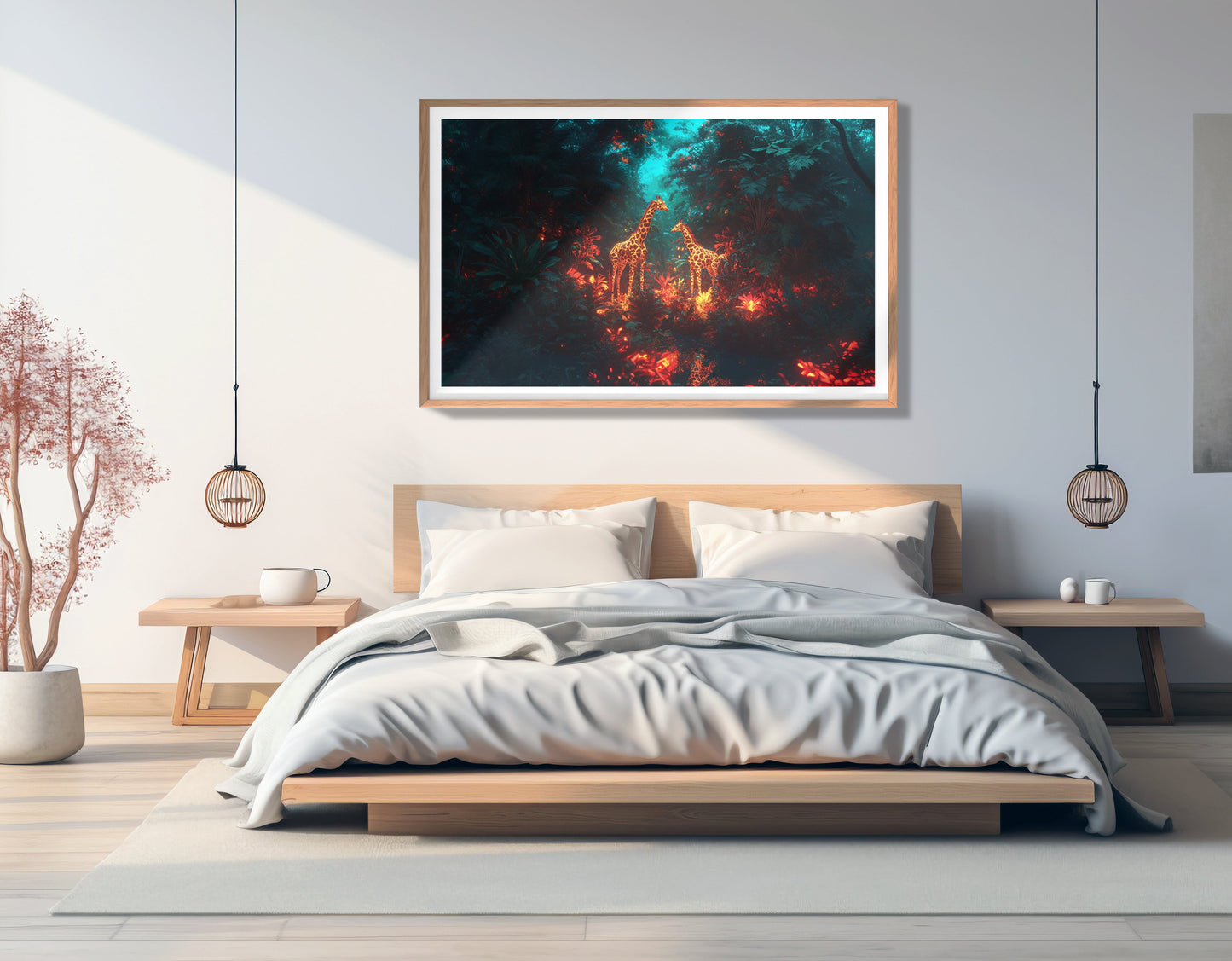Glowing Giraffe Family Night African American canvas print view 81