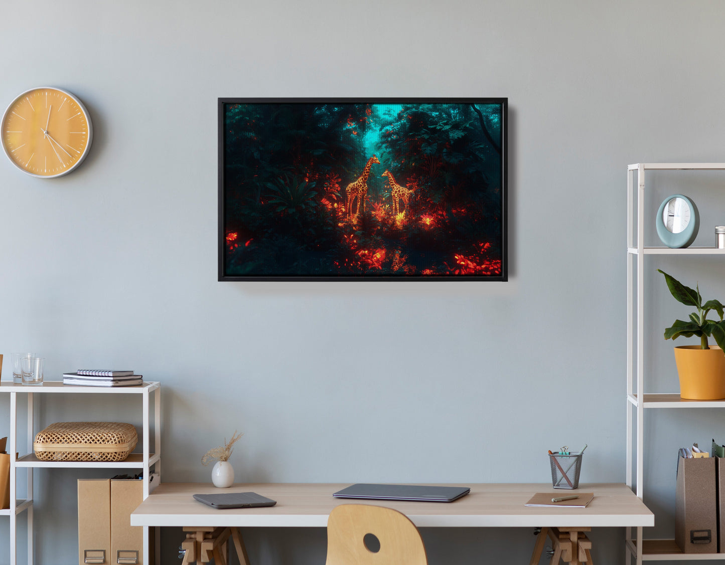 Glowing Giraffe Family Night African American canvas print view 30