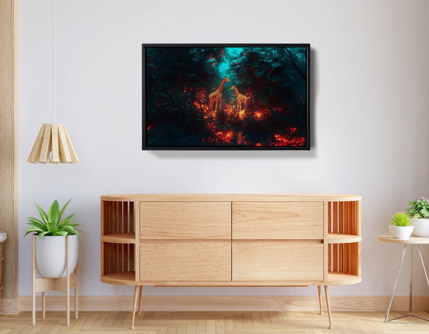Glowing Giraffe Family Night African American canvas print view 26