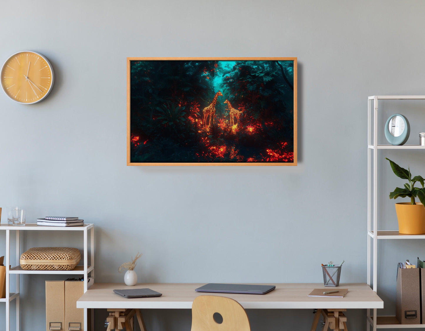 Glowing Giraffe Family Night African American canvas print view 48