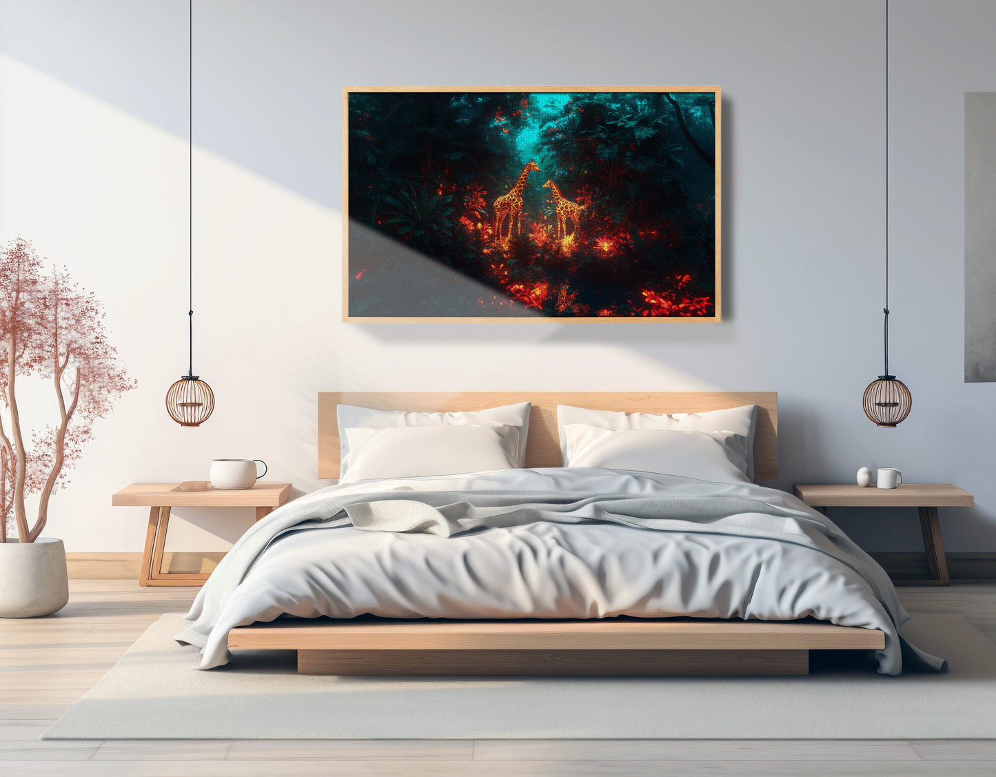 Glowing Giraffe Family Night African American canvas print view 51