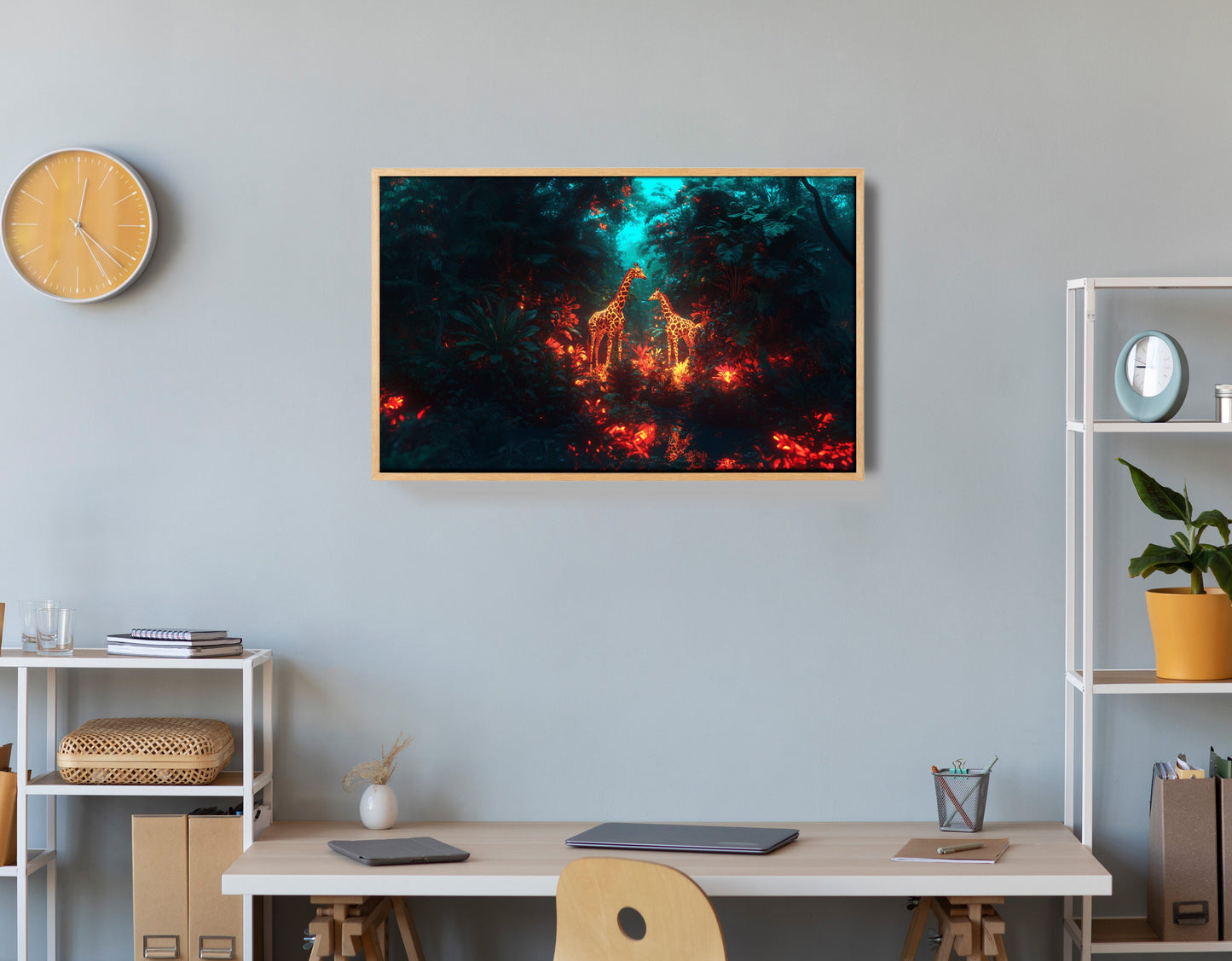 Glowing Giraffe Family Night African American canvas print view 54
