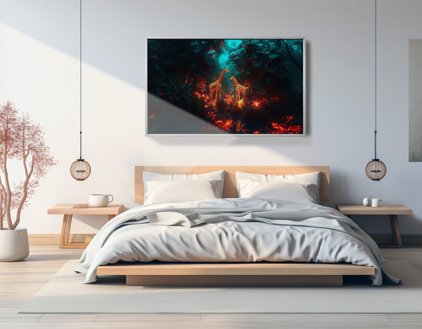Glowing Giraffe Family Night African American canvas print view 57