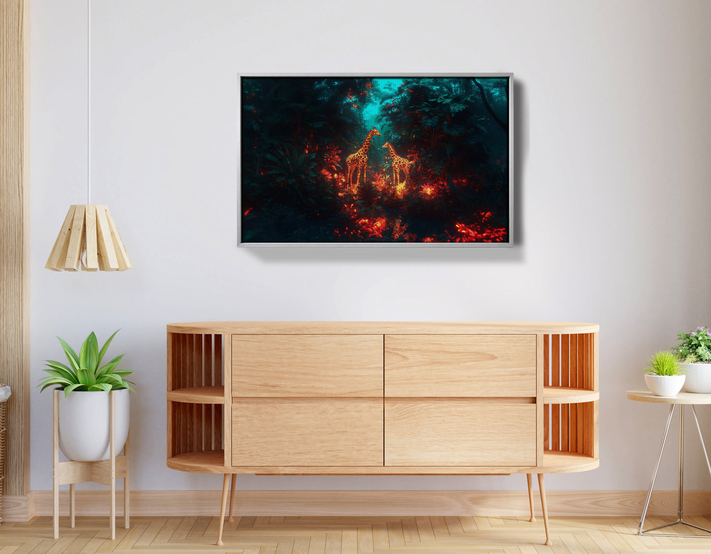 Glowing Giraffe Family Night African American canvas print view 56