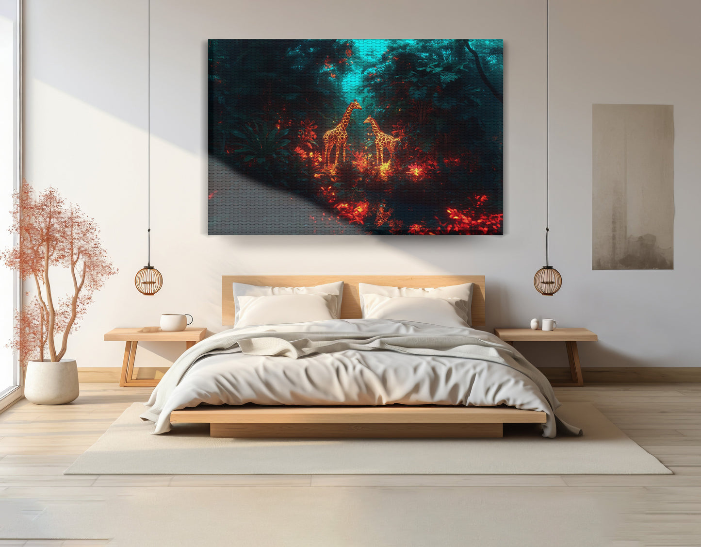 Glowing Giraffe Family Night African American canvas print view 15