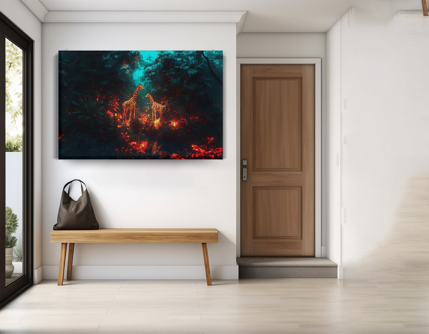 Glowing Giraffe Family Night African American canvas print view 17