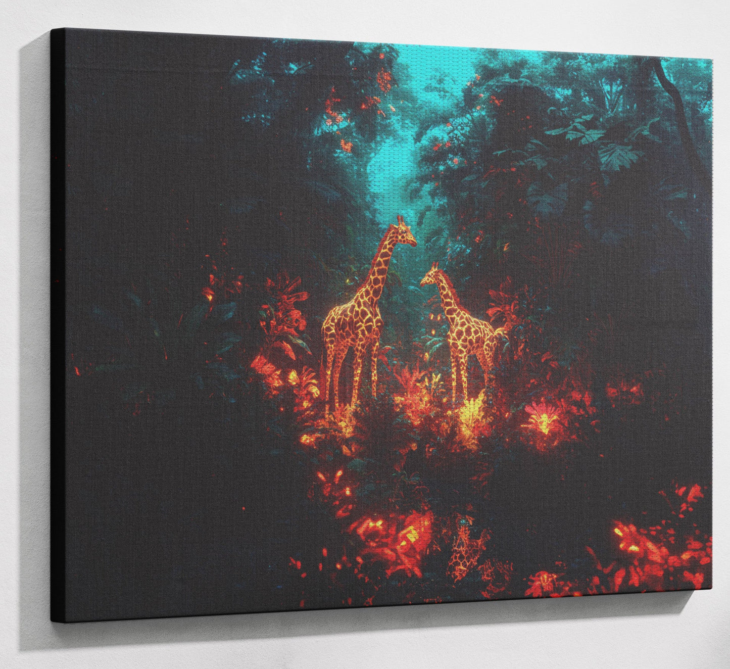 Glowing Giraffe Family Night African American canvas print view 13