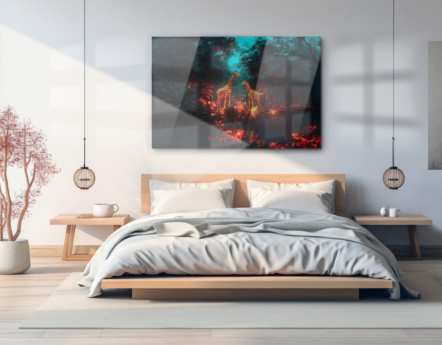 Glowing Giraffe Family Night African American canvas print view 21
