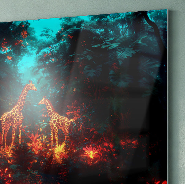 Glowing Giraffe Family Night African American canvas print view 22