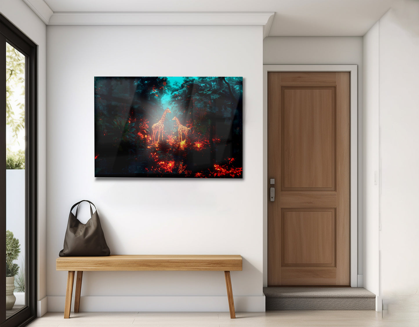 Glowing Giraffe Family Night African American canvas print view 23