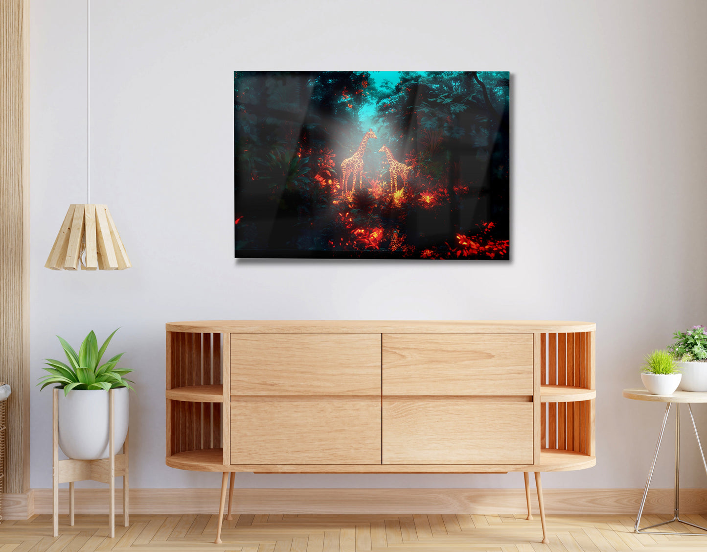 Glowing Giraffe Family Night African American canvas print view 20