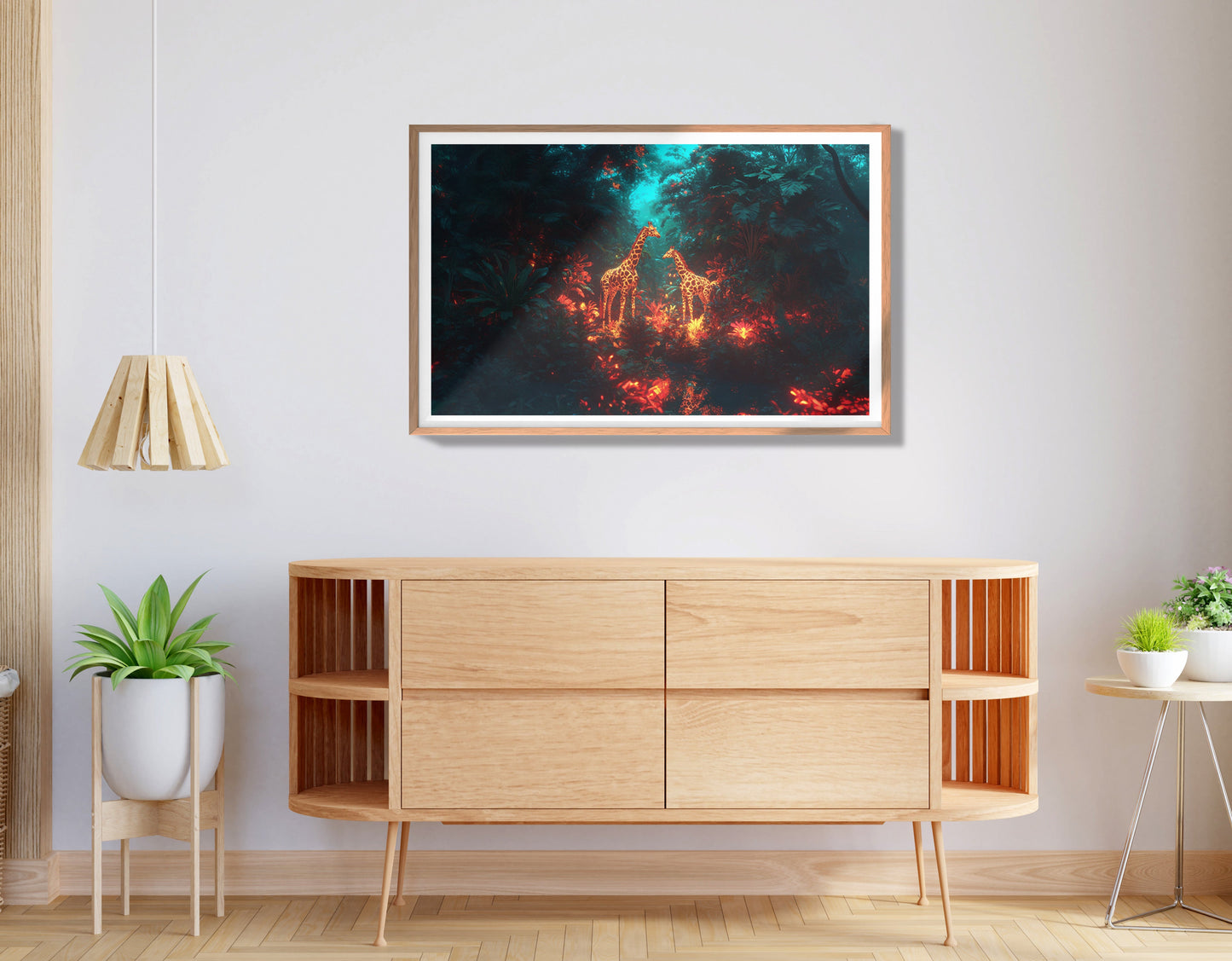 Glowing Giraffe Family Night African American canvas print view 80