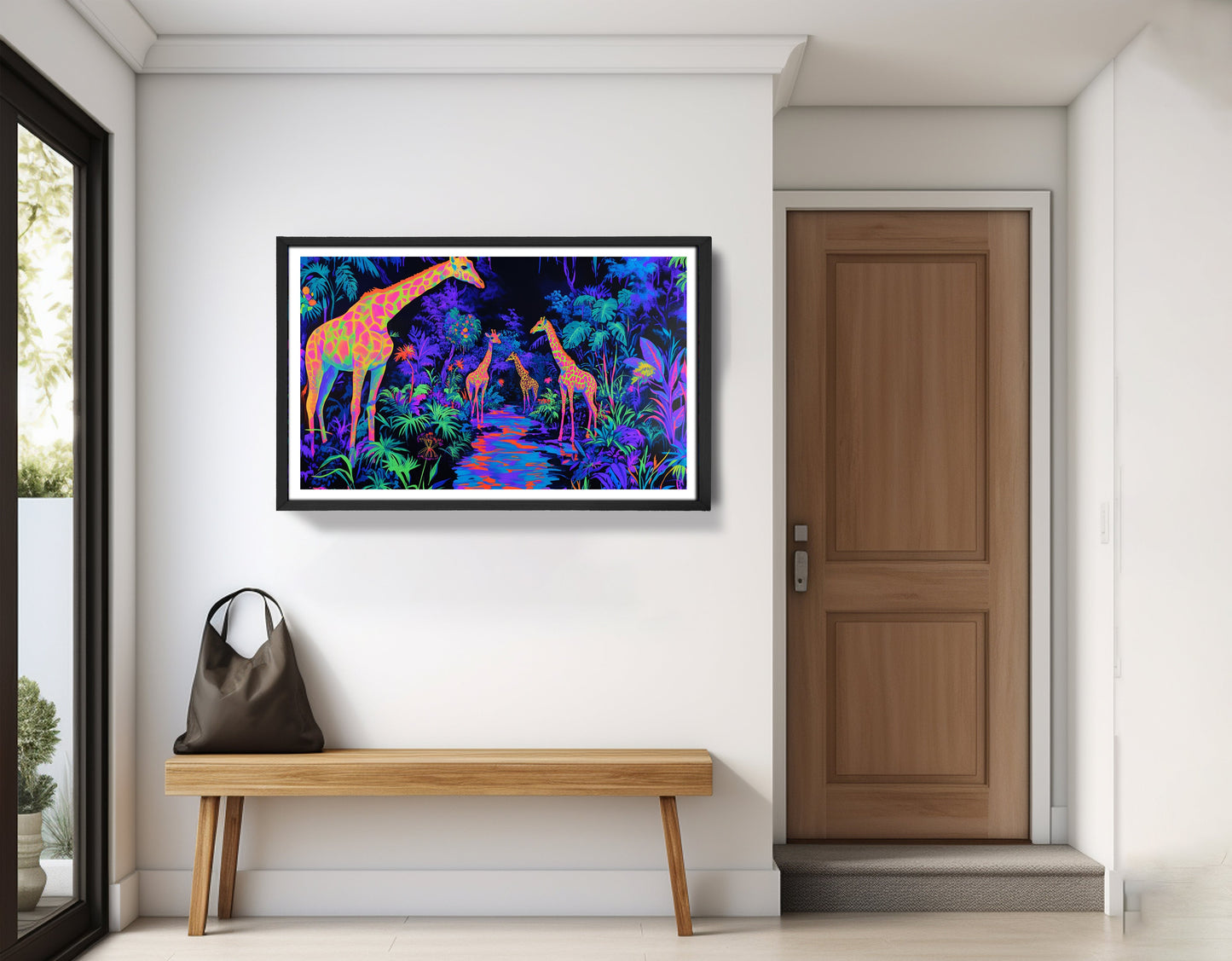 Neon Giraffe Jungle African American canvas print view 33