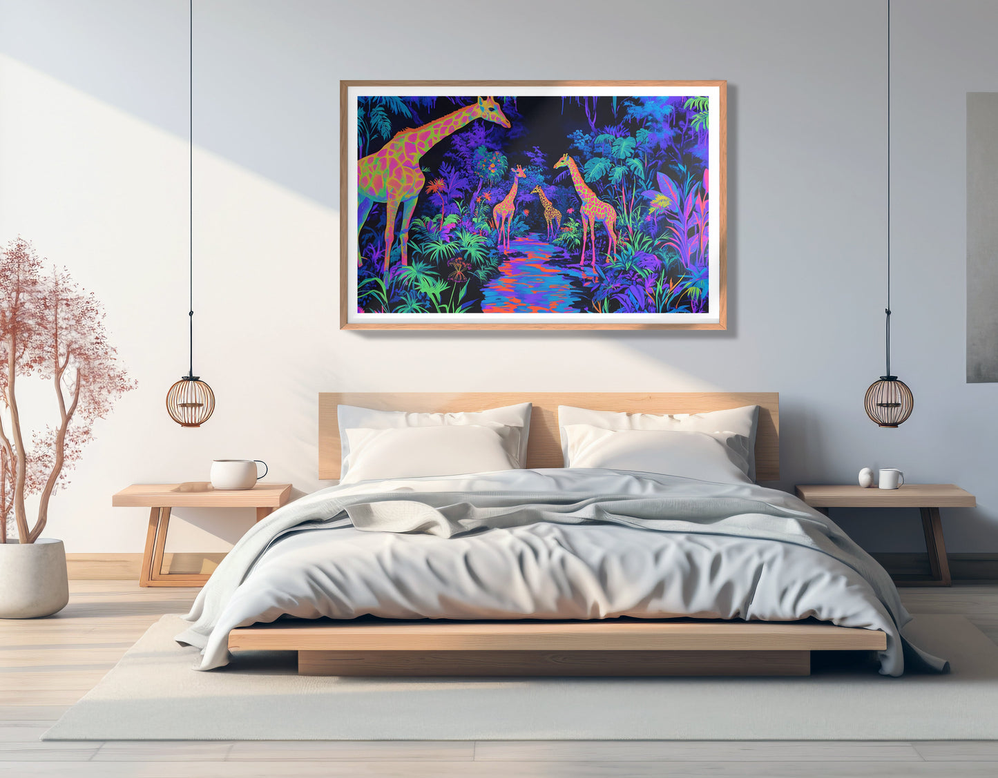 Neon Giraffe Jungle African American canvas print view 36