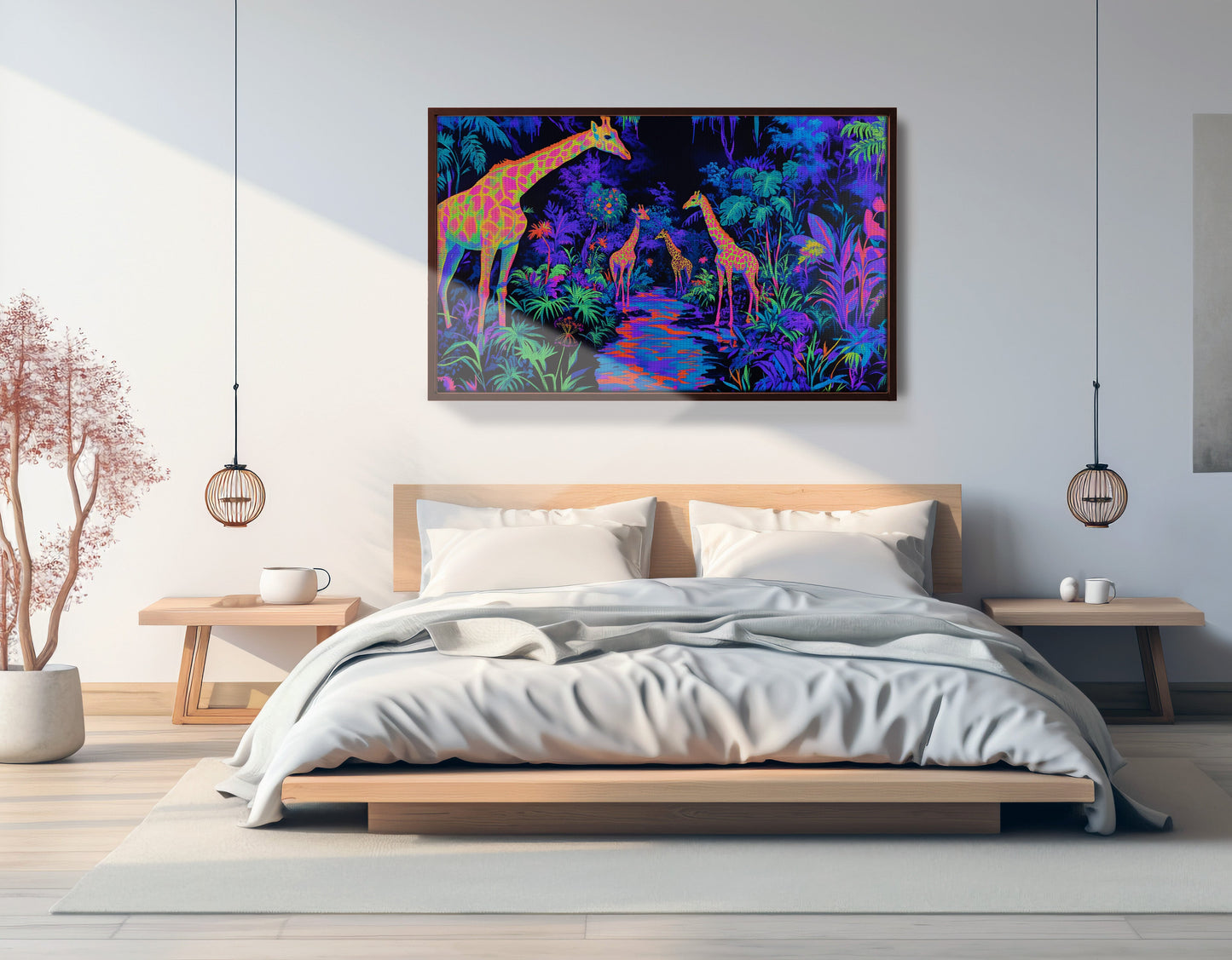 Neon Giraffe Jungle African American canvas print view 19