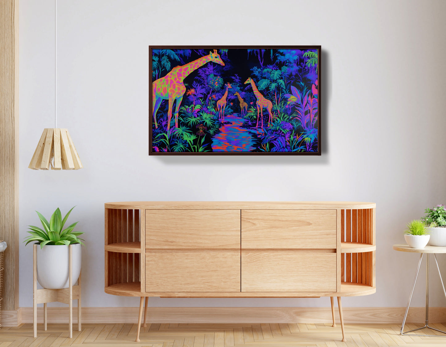 Neon Giraffe Jungle African American canvas print view 18
