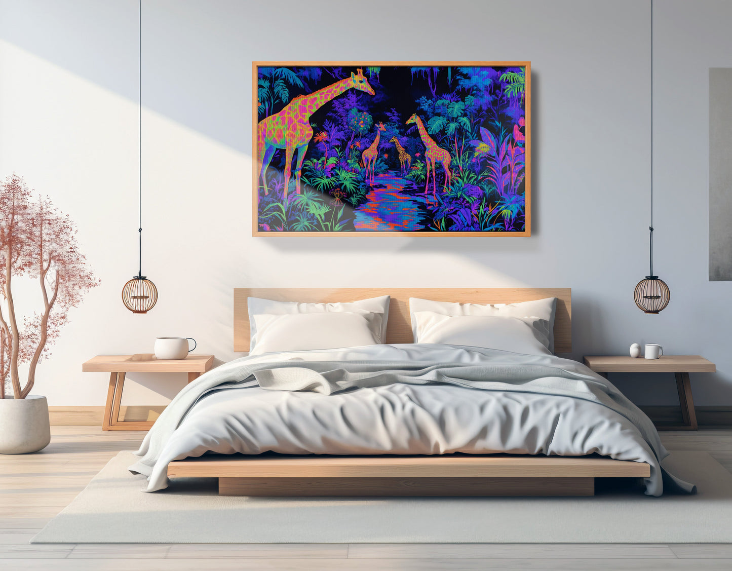 Neon Giraffe Jungle African American canvas print view 24