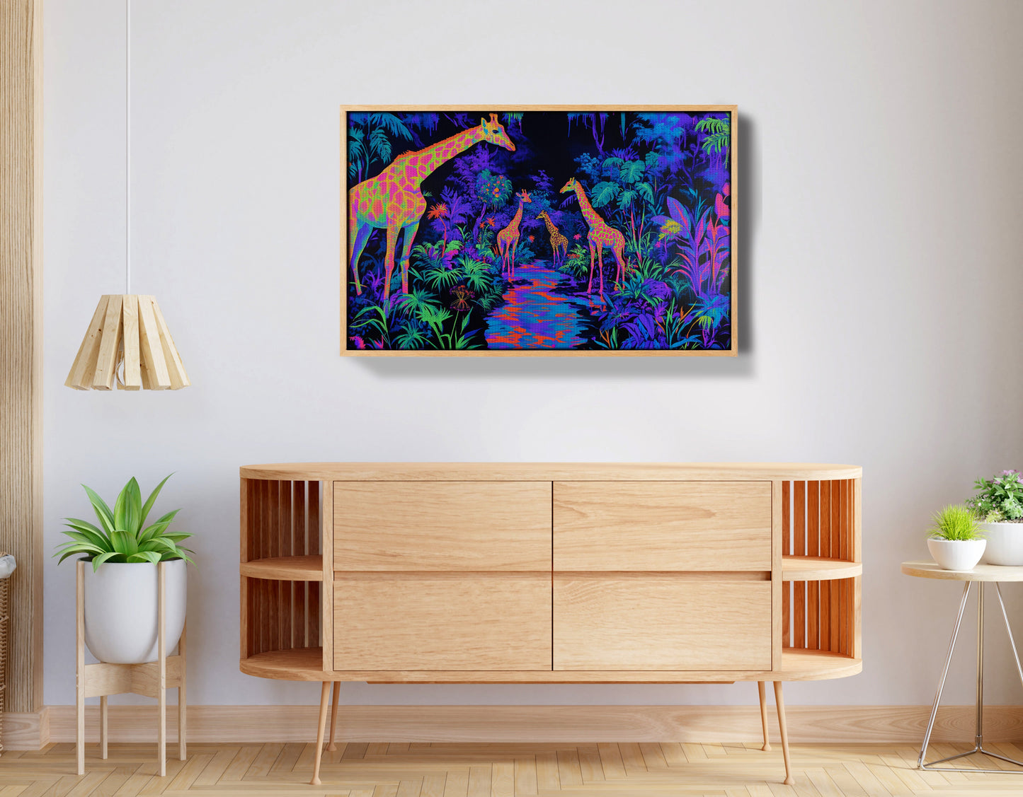 Neon Giraffe Jungle African American canvas print view 26