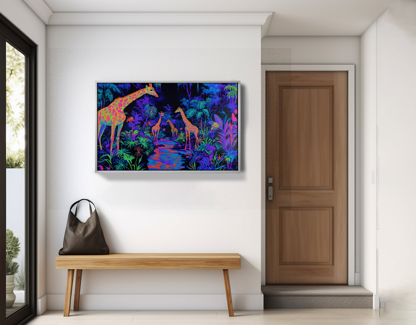Neon Giraffe Jungle African American canvas print view 28