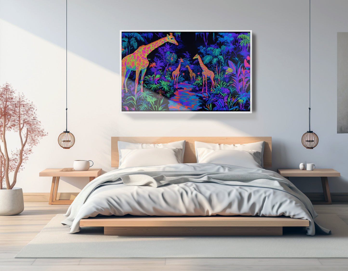 Neon Giraffe Jungle African American canvas print view 29