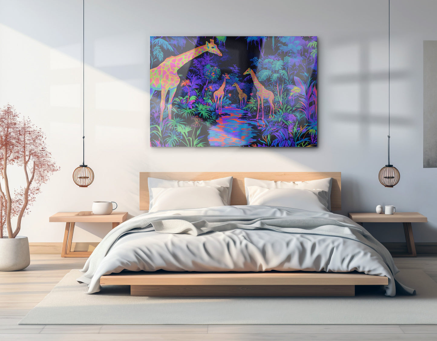 Neon Giraffe Jungle African American canvas print home decor view