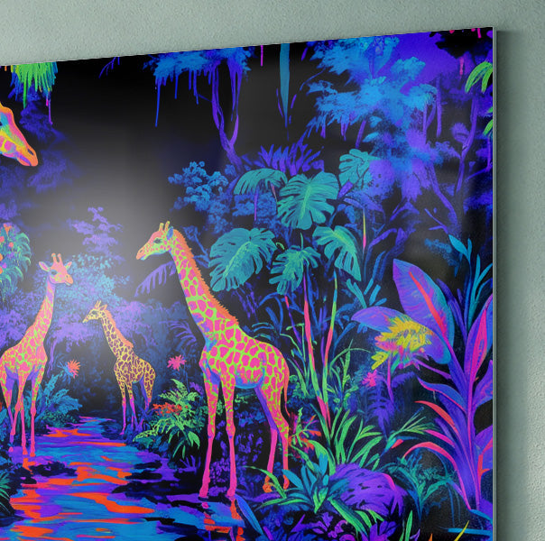 Neon Giraffe Jungle African American canvas print print view